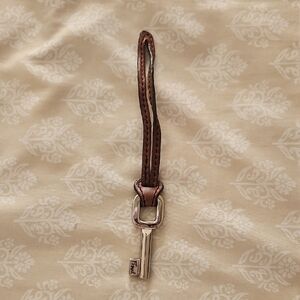 Elegant Leather Keychain with Silver Detail